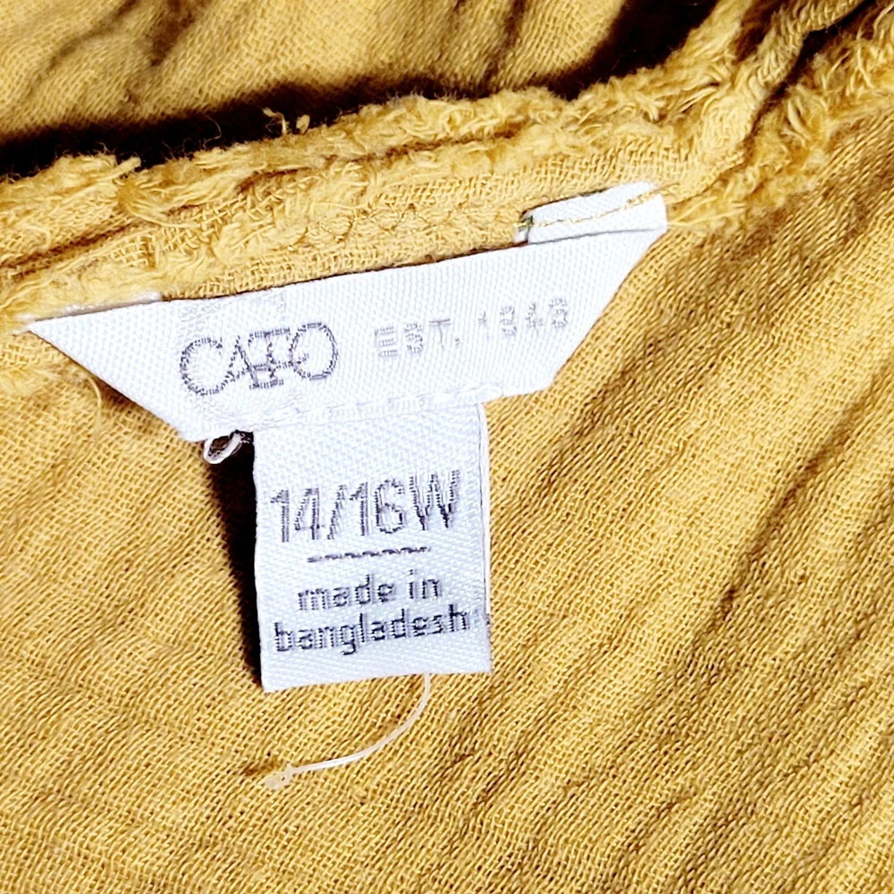 CATO 100% Cotton Mustard Yellow Summer Romper Women's (14/16W)